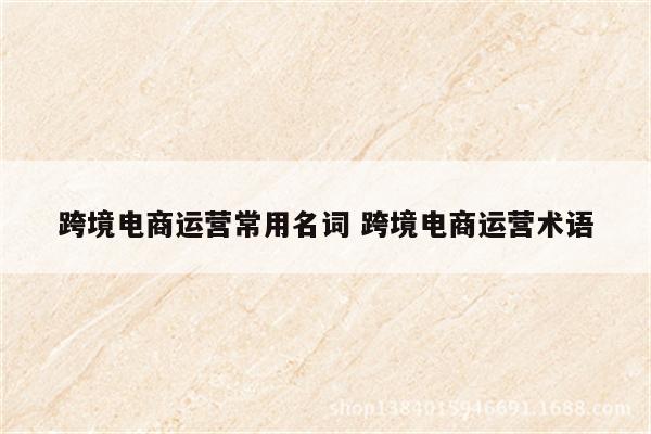 跨境电商运营常用名词 跨境电商运营术语