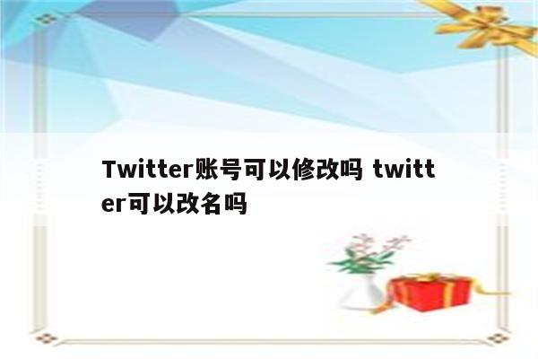 Twitter账号可以修改吗 twitter可以改名吗