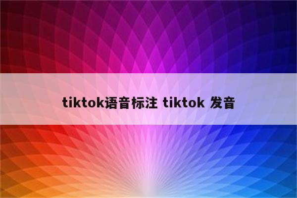 tiktok语音标注 tiktok 发音