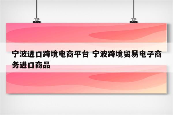 宁波进口跨境电商平台 宁波跨境贸易电子商务进口商品