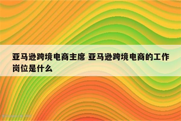 亚马逊跨境电商主席 亚马逊跨境电商的工作岗位是什么