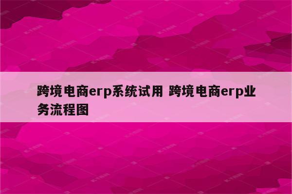 跨境电商erp系统试用 跨境电商erp业务流程图