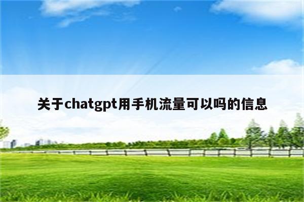 关于chatgpt用手机流量可以吗的信息