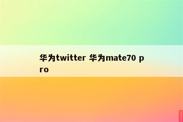 华为twitter 华为mate70 pro