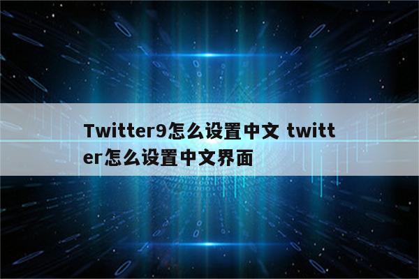 Twitter9怎么设置中文 twitter怎么设置中文界面