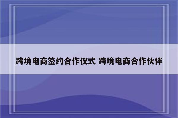 跨境电商签约合作仪式 跨境电商合作伙伴