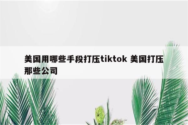 美国用哪些手段打压tiktok 美国打压那些公司