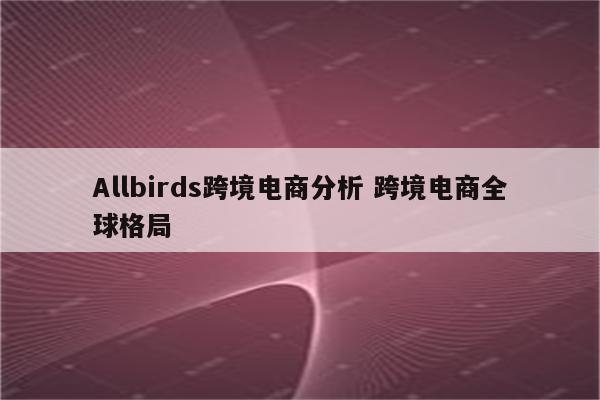 Allbirds跨境电商分析 跨境电商全球格局