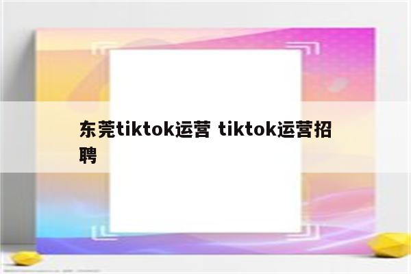 东莞tiktok运营 tiktok运营招聘