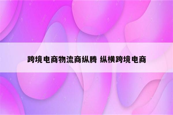 跨境电商物流商纵腾 纵横跨境电商