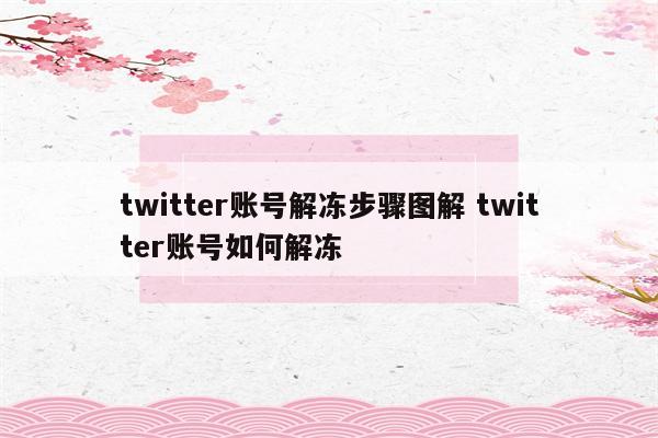 twitter账号解冻步骤图解 twitter账号如何解冻