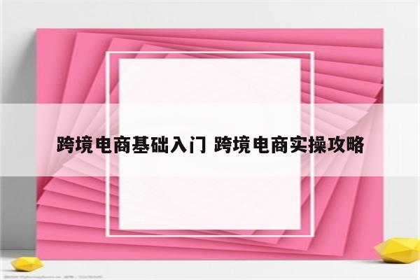 跨境电商基础入门 跨境电商实操攻略