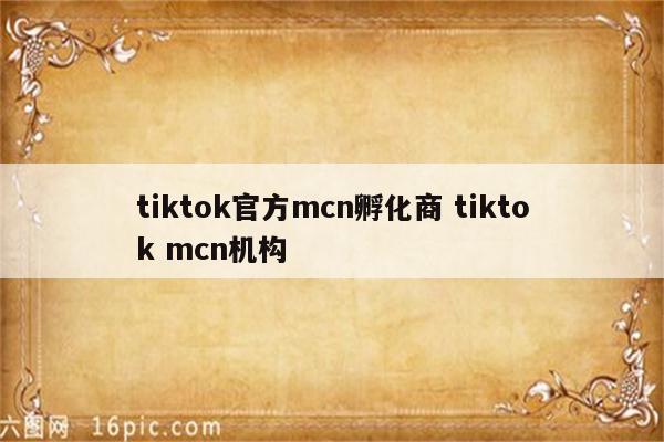 tiktok官方mcn孵化商 tiktok mcn机构