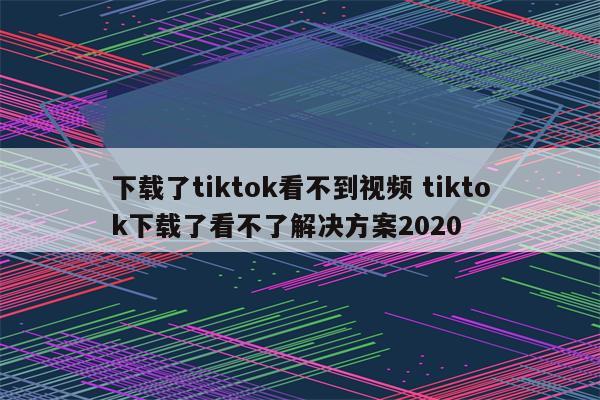 下载了tiktok看不到视频 tiktok下载了看不了解决方案2020