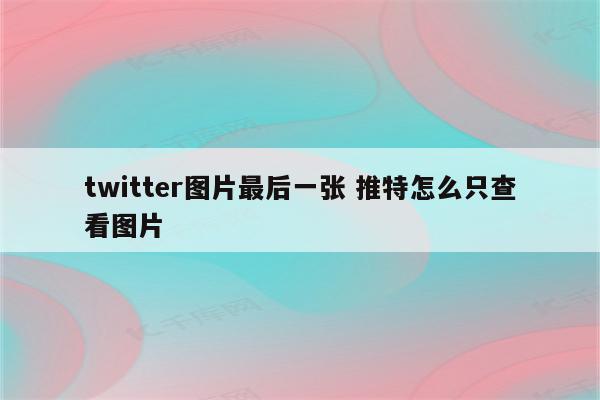 twitter图片最后一张 推特怎么只查看图片