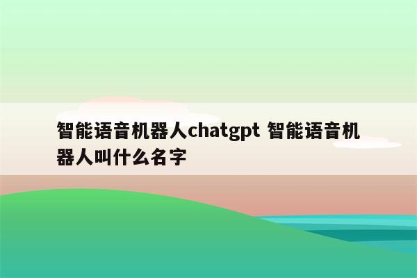 智能语音机器人chatgpt 智能语音机器人叫什么名字