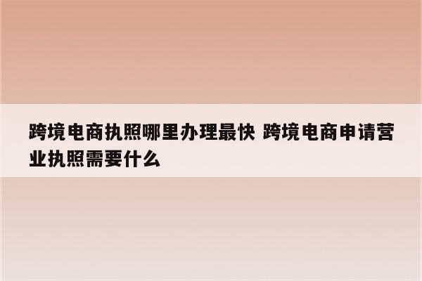 跨境电商执照哪里办理最快 跨境电商申请营业执照需要什么