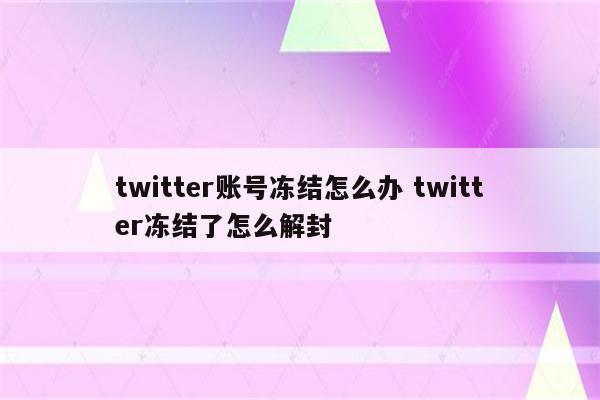 twitter账号冻结怎么办 twitter冻结了怎么解封