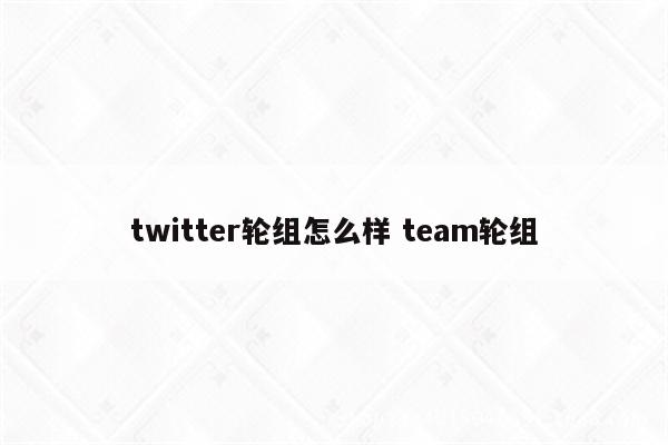 twitter轮组怎么样 team轮组