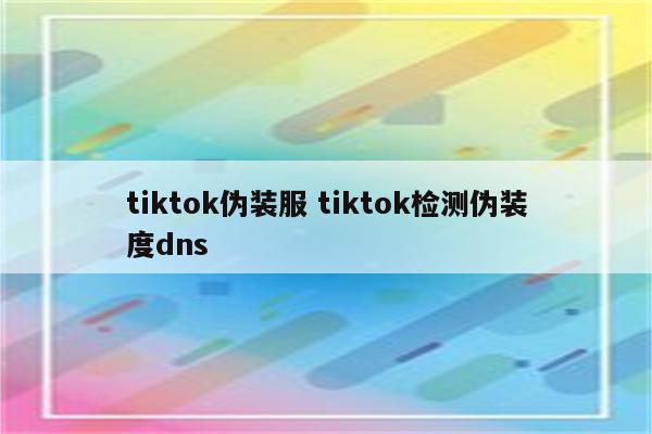 tiktok伪装服 tiktok检测伪装度dns
