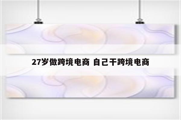 27岁做跨境电商 自己干跨境电商