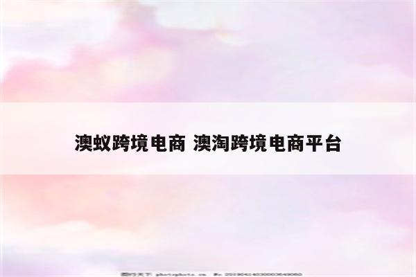 澳蚁跨境电商 澳淘跨境电商平台