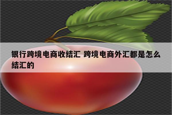 银行跨境电商收结汇 跨境电商外汇都是怎么结汇的