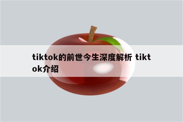 tiktok的前世今生深度解析 tiktok介绍
