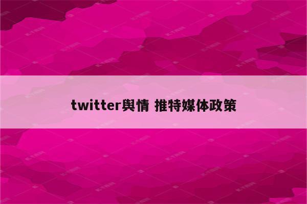 twitter舆情 推特媒体政策