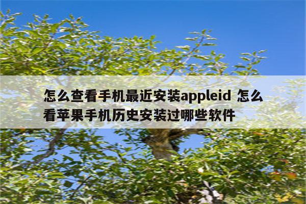 怎么查看手机最近安装appleid 怎么看苹果手机历史安装过哪些软件