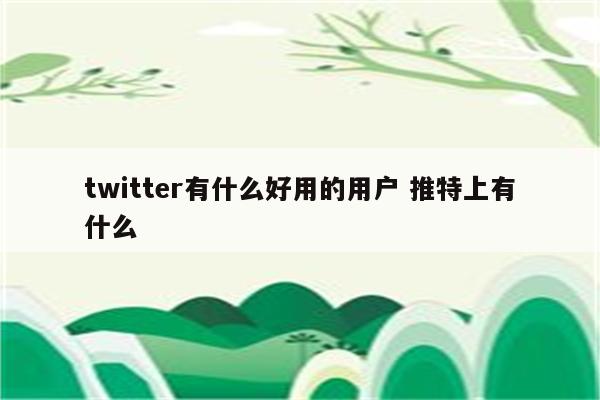 twitter有什么好用的用户 推特上有什么