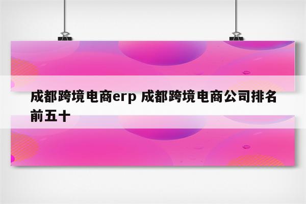 成都跨境电商erp 成都跨境电商公司排名前五十