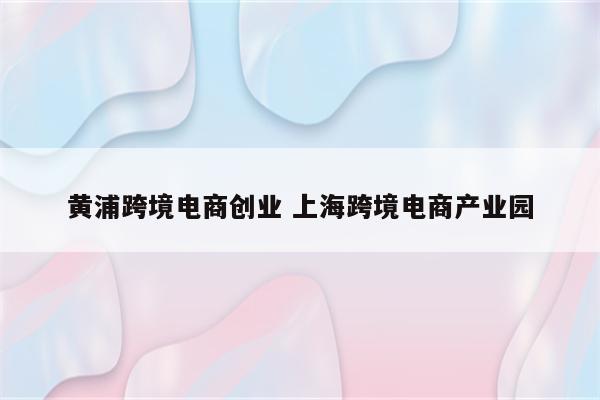 黄浦跨境电商创业 上海跨境电商产业园