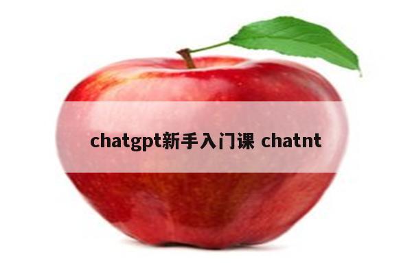 chatgpt新手入门课 chatnt