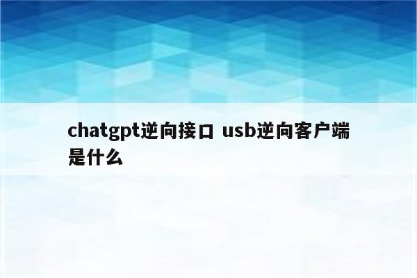 chatgpt逆向接口 usb逆向客户端是什么