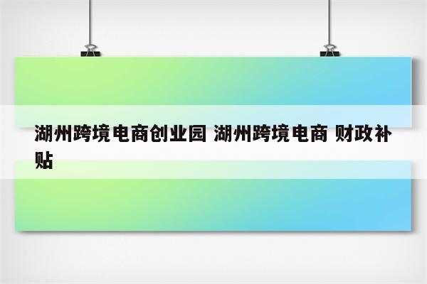 湖州跨境电商创业园 湖州跨境电商 财政补贴