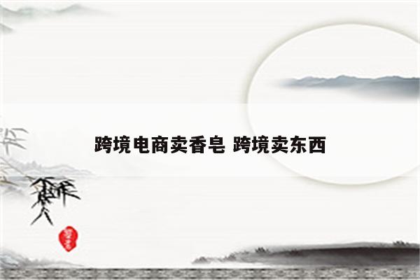 跨境电商卖香皂 跨境卖东西