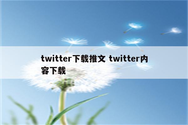 twitter下载推文 twitter内容下载