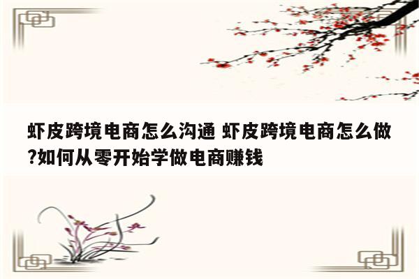 虾皮跨境电商怎么沟通 虾皮跨境电商怎么做?如何从零开始学做电商赚钱