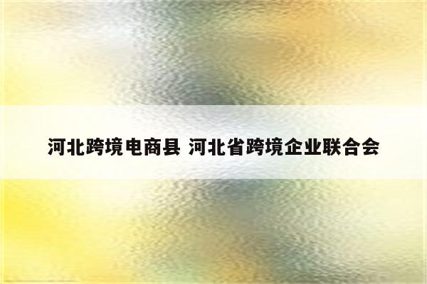 河北跨境电商县 河北省跨境企业联合会