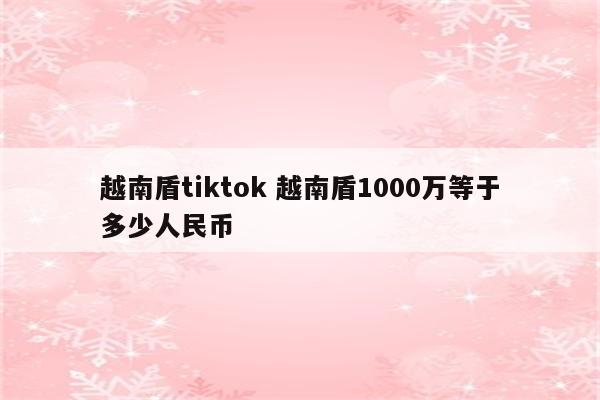 越南盾tiktok 越南盾1000万等于多少人民币