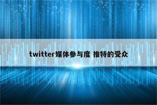 twitter媒体参与度 推特的受众