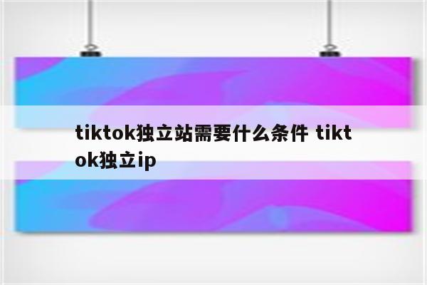 tiktok独立站需要什么条件 tiktok独立ip