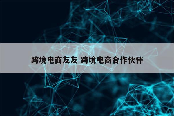 跨境电商友友 跨境电商合作伙伴