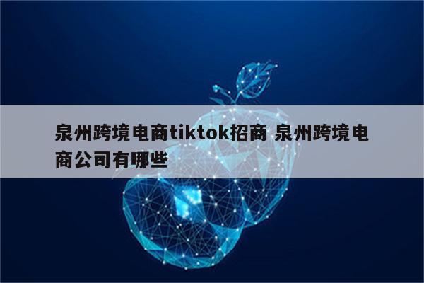 泉州跨境电商tiktok招商 泉州跨境电商公司有哪些