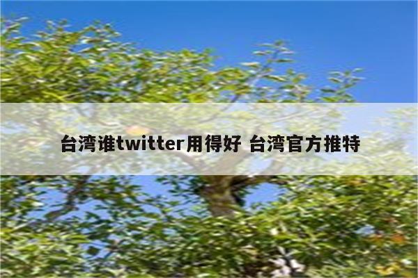 台湾谁twitter用得好 台湾官方推特