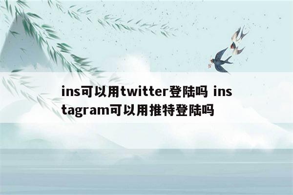 ins可以用twitter登陆吗 instagram可以用推特登陆吗