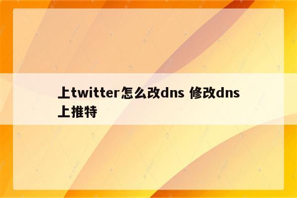 上twitter怎么改dns 修改dns上推特
