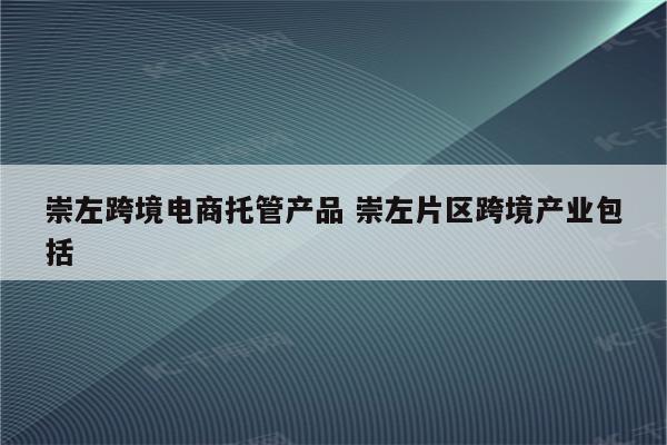 崇左跨境电商托管产品 崇左片区跨境产业包括