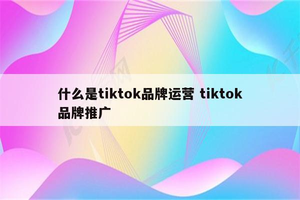 什么是tiktok品牌运营 tiktok品牌推广